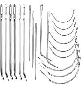 20 Pcs Leather Sewing Needles,Heavy Duty Sewing Needles Kit Include Curved Leather Needle,Sack Ne...