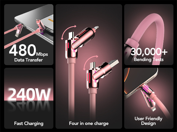 MFish 4-in-1 Universal USB Charging Cable with Carrying Case