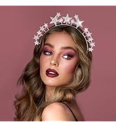 YAEISM Star Halo Crown Silver Rhinestone Stars Headband Shinny Goddess Crowns Holiday Birthday Ch...