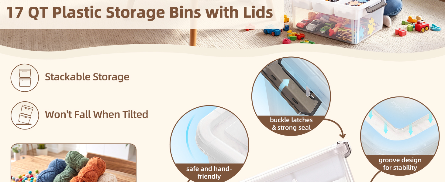 17 QT Plastic Storage Bins with Lids