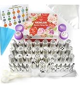 Russian Piping Tips for Cake Decorating – 88Pcs Flower Icing & Frosting Nozzles Set – Complete Pa...