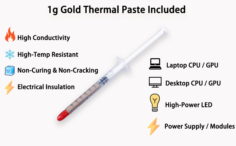 Free 1g gold thermal paste: high conductivity, for CPU/GPU thermal paste, bonus, included
