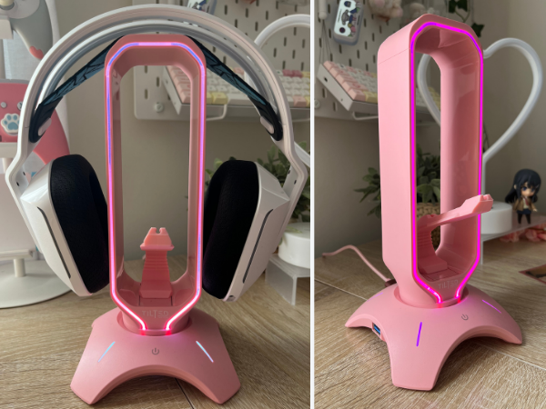 pink rgb headset stand