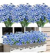 Besteek 24 Bundles Artificial Flowers for Outdoors, Fake Silk Flowers UV Resistant Faux Plastic P...