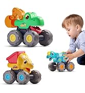 iPlay, iLearn Toddler Dinosaur Monster Truck Toy, Baby Pull Back Toy Car 1 2 3 Year Old Boy, Push...