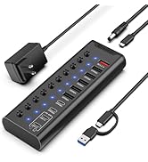 Powered USB Hub, 10-Port USB C Hub with 6*USB-A 3.2, 4*USB-C 3.2 Ports, 2 PD 45W Charging Ports I...
