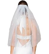 YAEISM Bridal Rhinestone Pearl Veil 1 Tier Sparkly Tulle Fingertip Rhinestone Veils Glitter Weddi...