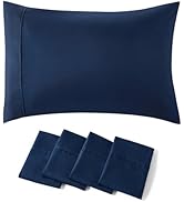 Bedsure Queen Pillow Cases Set of 4 - Navy Brushed Microfiber Pillowcases 4 Pack, Super Soft Pill...