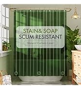 Bathway Shower Curtain Liner, Clear Shower Curtain Liner Green 72x72 PEVA Waterproof Shower Curta...