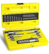 Topec 9 Piece Jumbo Spiral Flute Extractor -Easy Out Bolt Screw Extractor Set Square Shank Revers...