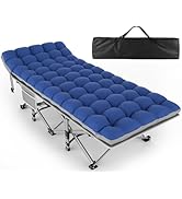 ZENPETIO 28In Folding Camping Cot for Adult, Portable Sleeping Cot with Mattress, Outdoor Heavy D...