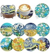 Muzagroo Art Van Gogh Diamond Painting Coasters Kits with Holder Diamond Art Coaster Kits for Beg...