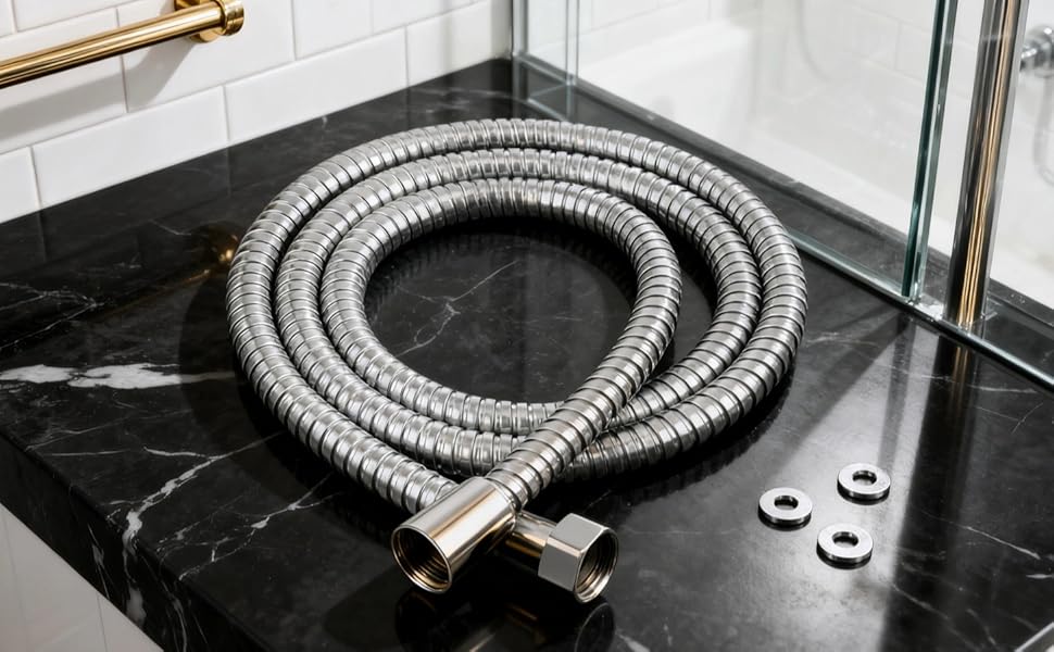 78" Extra Long Shower Hose, reaches every corner.