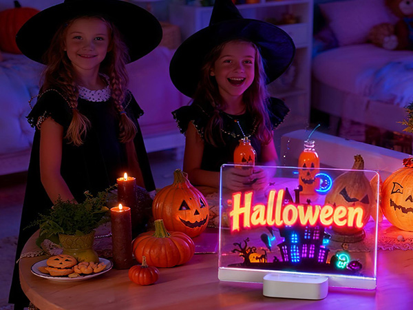 Rechargeable LED Note Board with 6 Colors & 5 Modes, Doodle Glow Drawing Board with Sketchbook