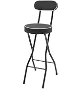 KeruRome 2PCS Folding Bar Stool with Back 25.6inch Cushioned Padded Folding Stool Tall Foldable C...