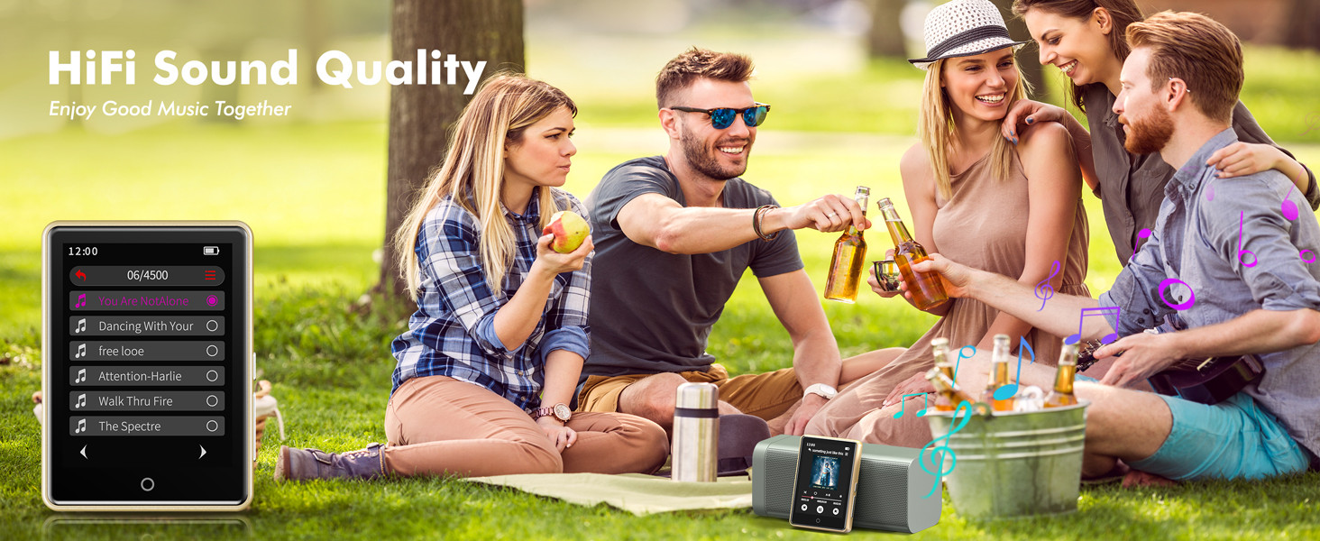 64GB MP3 Player with Bluetooth 5.3, Portable Music Player with Voice Recorder ,FM Radio, Pedometer