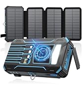 SOARAISE Solar Charger Power Bank - 48000mAh Wireless Portable Charger Built-in 4 Cables and 4 So...