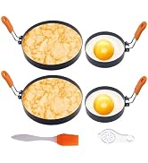 6" Pancake Ring 4" Egg Ring for Griddle,Non-Stick Stainless Steel 6 Inch Pancake 4 Inch Egg Ring ...