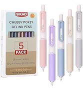 Sikao Gel Pens, 5 Pack Morandi Chubby Cute Pens, 0.7mm Fine Point Black Ink, Smooth Writing Retra...
