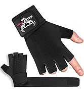 BEAST RAGE Padded Workout Gloves for Men, Long Wrist Straps Stabilize Adult Grip Weight Lifting G...