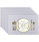 Aofmee Placemats, Placemats Set of 6, Heat Resistant Place Mats, Washable PVC Table Mats, Woven V...
