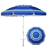 AMMSUN 8FT Large Beach Umbrella with sand anchor, Heavy Duty High Wind Portable Outdoor Umbrella ...