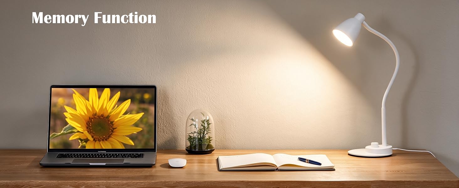 LED Desk Lamp with USB Charging Port Reading Lamp Task Lamp Flexible Table Light for Dorm Bedside