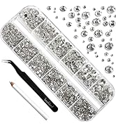 Beadsland 2500pcs Nailart Flatback Rhinestones Crystal Flatback Gems Round Crystal Rhinestones fo...