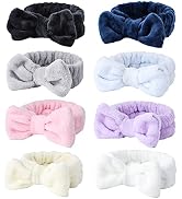 WSYUB Headband 8Pcs Bow Hair Band soft Facial Makeup Head Band for Face Washing Shower Skin Care ...