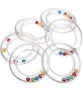 Toyvian 6Pcs Transparent Baby Rattles - Portable Baby Toy Rings with Visible Rolling Beads, Plast...