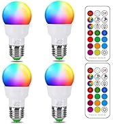 ILC RGB LED Color Changing Light Bulb, 40W Equivalent, 450LM, 2700K Warm White 5W E26 Screw Base ...