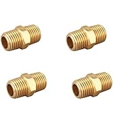 T TANYA HARDWARE Brass Hex Nipple 1/4 Inch NPT x 1/4 Inch NPT Male Pipe Adapter (4 Piece)