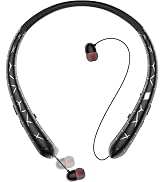 MOCANIO Retractable Neckband Bluetooth Headphones, No-Tangle Wireless Earbuds with 14Hrs Playtime...