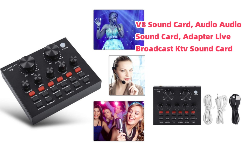 V8 Sound Card, Audio Audio Sound Card, Adapter Live Broadcast Ktv Sound Card