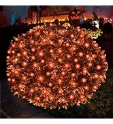 HISHINY Halloween Lights Outdoor,100LED 5ftx5ft Orange Net Lights with Connectable, Waterproof,UL...
