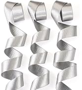 Pandahall 3 Rolls Shimmery Silver Metallic Ribbon 1.5 Inch Silver Satin Ribbon Glitter Ribbon Wir...