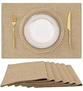 homing Cotton Linen Placemats Set of 6, Cloth Washable Farmhouse Dining Table Mats for Indoors & ...