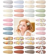 40 Pcs 2.2 In Baby Hair Clips for Girls Handmade Floral Print Snap Hair Clips Non-Slip Wrapped To...