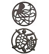 Bundle–2 Items: GASARÉ, 1 Octopus Design, 1 Turtle Design, Cast Iron Trivets for Hot Dishes, Pots...