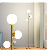 Nukanu Floor lamp with 3 Frosted Glass Shades,Stangding Lamp Floor Lamps for Living Room Bedroom ...