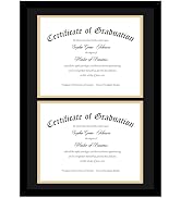 JCJMY Double 8.5x11 Diploma Frame, Classic Black and Gold Frame, Display Double Diploma 8.5x11 wi...