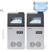 ROVSUN Commercial Ice Maker Machine 110LBS/24H with 2 Water Inlets, Freestanding Ice Machine with...