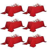 ZarzaaSik 6-Pack 90x132 inch Red Table Cloths, Solid Stain and Wrinkle Resistant Oblong Tableclot...