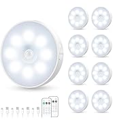 YLXS LED Under Cabinet Lights Wireless Motion Sensor Puck Light, USB Rechargeable Dimmer Step Lig...