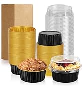 CXIIPOL 60 Pack 5 OZ Round Mini Cake Pans with Lids, Disposable Aluminum Foil Baking Pans with Li...