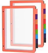 HABGP 16Pcs/2 Set 8 Tab Dividers for 3 Ring Binder, 16 Pcs Clear Color 3 Ring Binder Dividers wit...