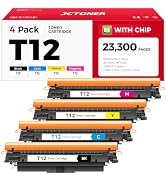T12 T12L Toner Cartridge Set 4-Pack with chip High Yield Replacement for Canon T12 T12BK T12C T12...