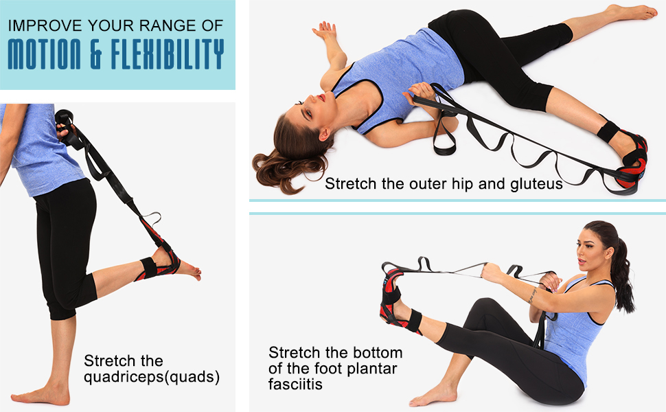 stretch the outer hip and gluteus, the bottom of the foot plantar fasciitis and the quadriceps