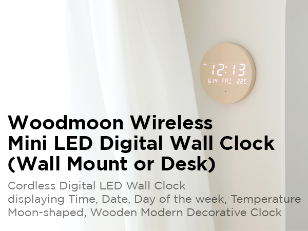 woodmoon wireless mini led digital wall clock desk clock cordless led clock