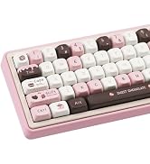 COOMICKEY PBT Keycaps 145 Keys, Dye Sublimation PBT Custom Keycap Set, Pink Chocolate Keycaps, Cu...